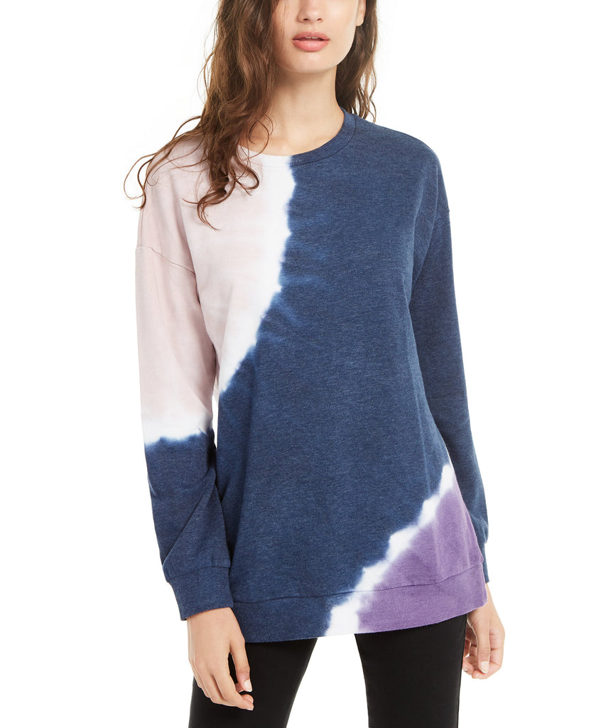 Ultra Flirt Women Tie Dye Tunic Sweatshirt Navy Tie Dye