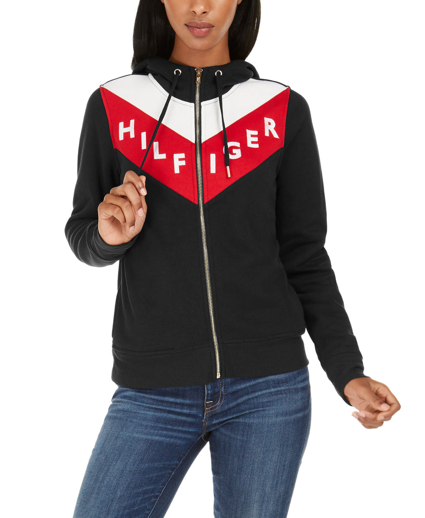 Tommy-Hilfiger-Sport-Women-Colorblocked-Zip-Hoodie-Black