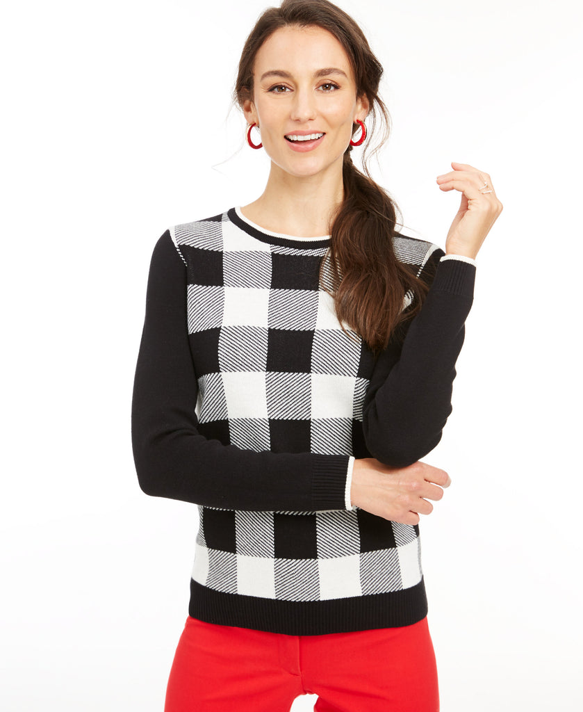 Charter Club Women Buffalo Check Family Sweater Buffalo Check