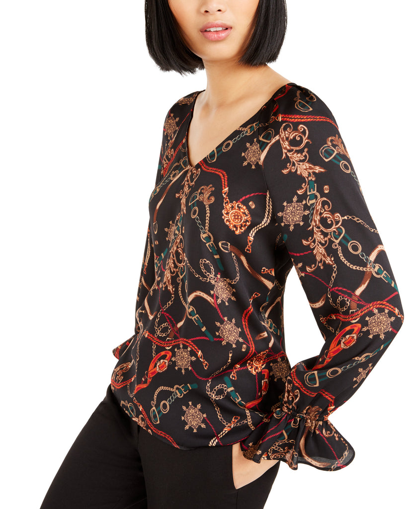 Bar III Women Printed V Neck Top