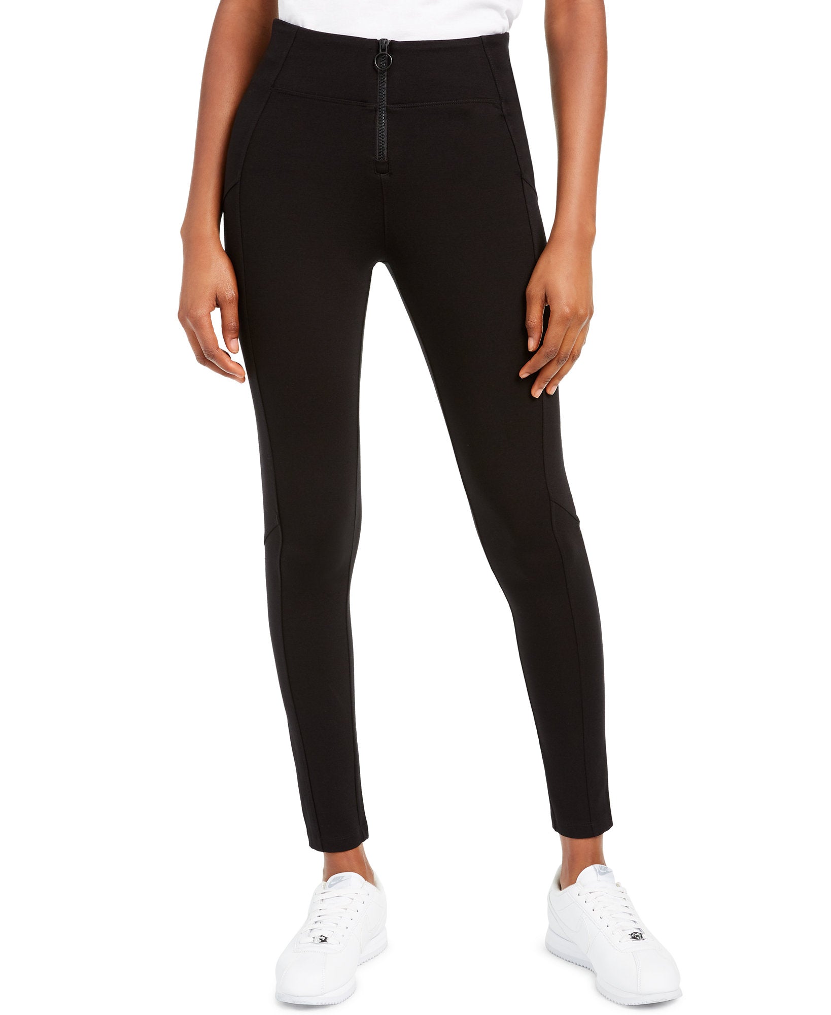 Rewash-Women-Zip-Front-Ponte-Pants-Black