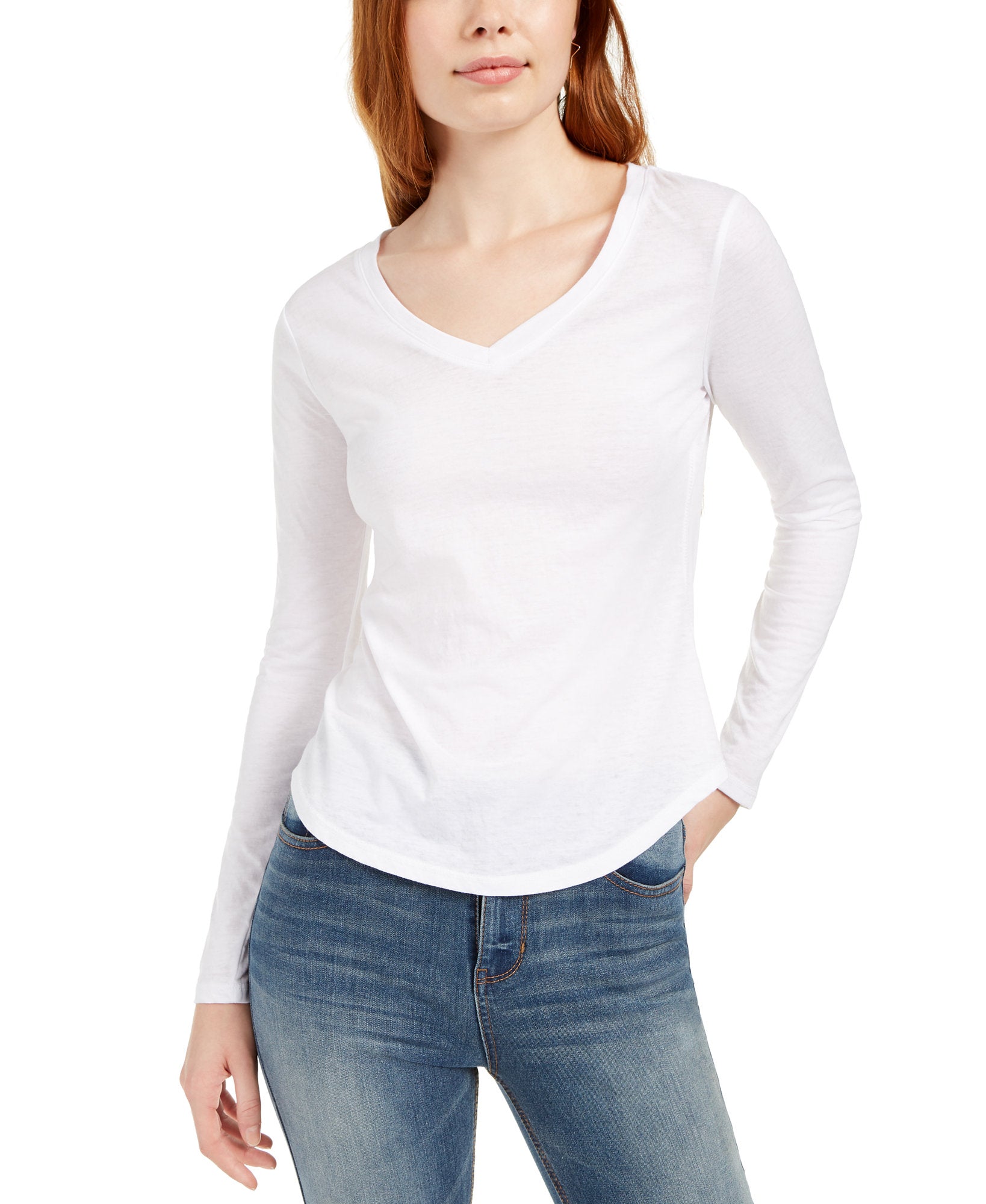 Ultra Flirt Women Long Sleeved Textured Boyfriend T Shirt White