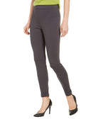 Hue Women Plus Brushed Fleece Lined Ponté Knit Leggings Dark Grey