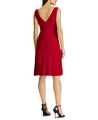 Lauren Ralph Lauren Women Petite Crystal Brooch Gathered Dress