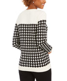 Charter Club Women Petite Houndstooth Button Shoulder Sweater