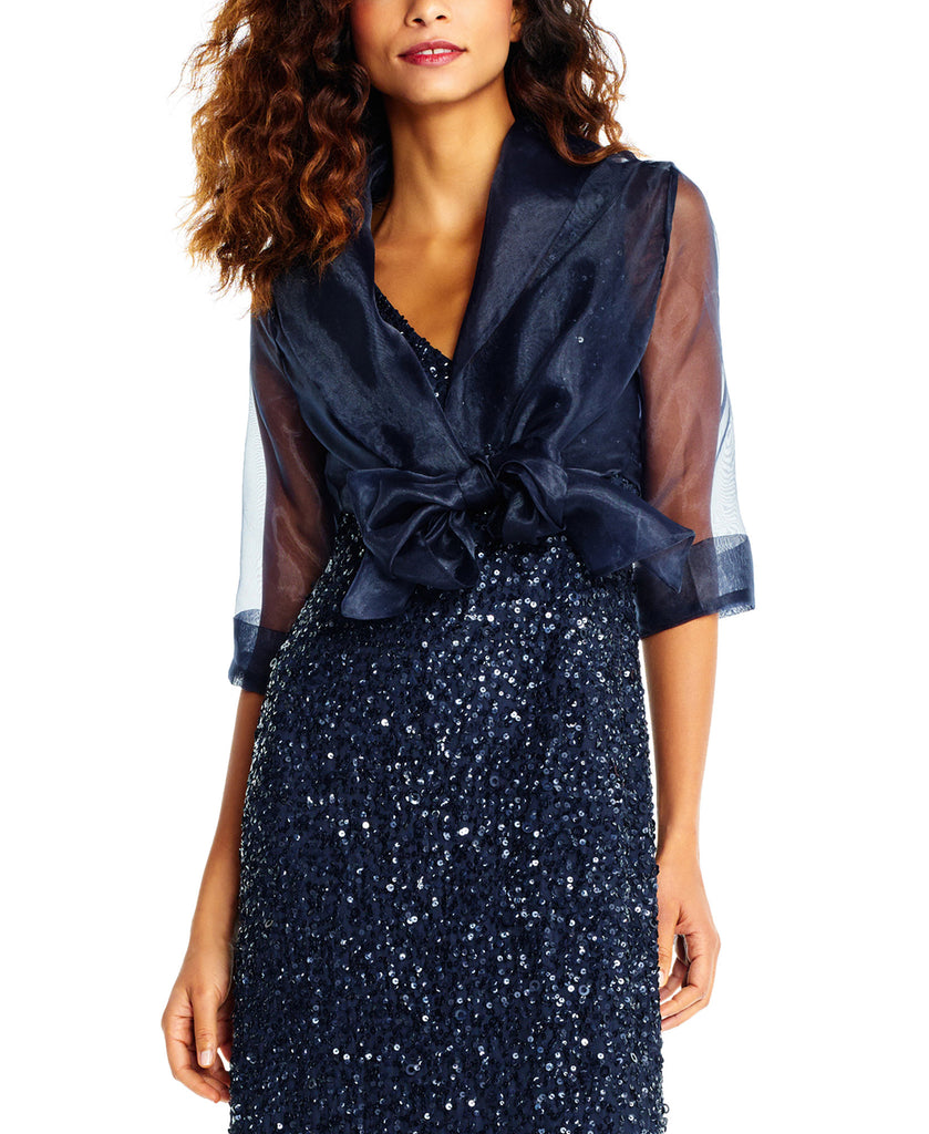 Adrianna Papell Women Organza Wrap Jacket Midnight