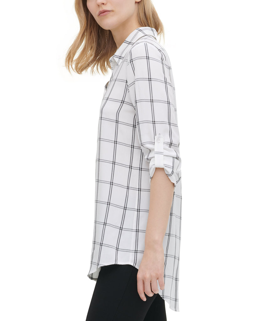 Calvin Klein Women Windowpane Print Utility Shirt