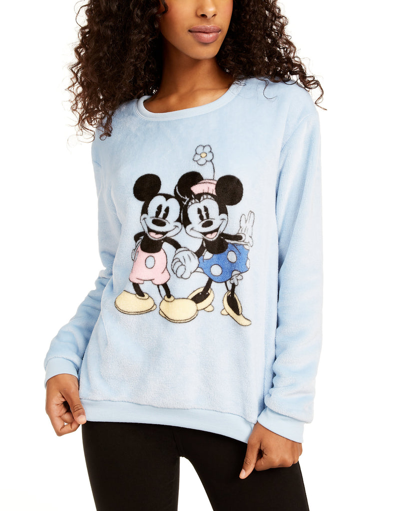 Disney Women Mickey & Minnie Plush Sweatshirt Cerulean Blue