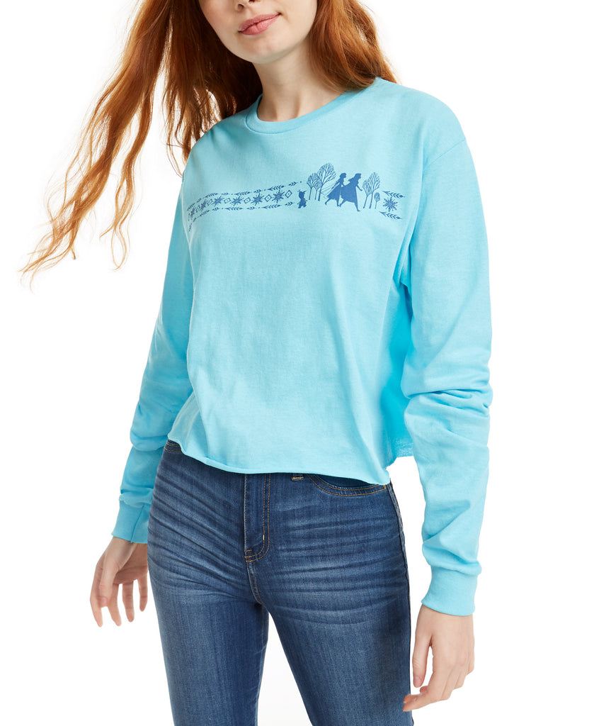 Mad Engine Women Disney Frozen Graphic T Shirt Light Blue