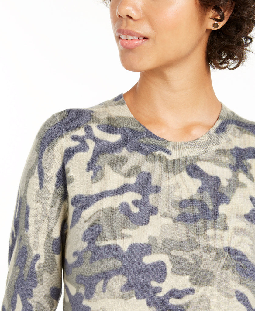 Planet Gold Women Camo Crew Neck Sweater