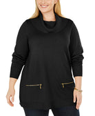 JM Collection Women Plus Cowlneck Sweater Deep Black