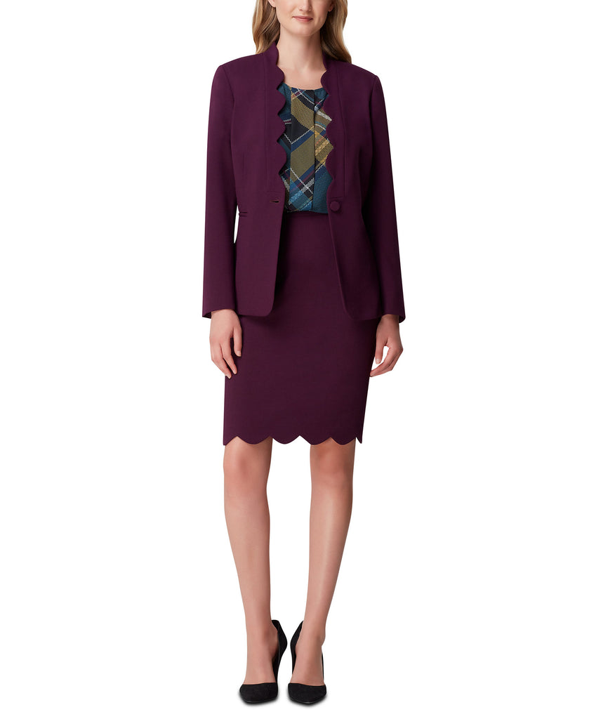 Tahari ASL Women Petite Scalloped Edge Blazer