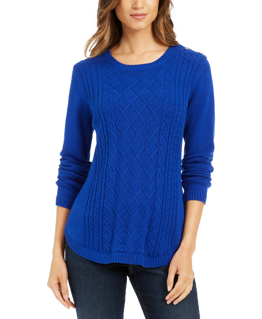 Charter Club Women Cable Sweater Modern Blue