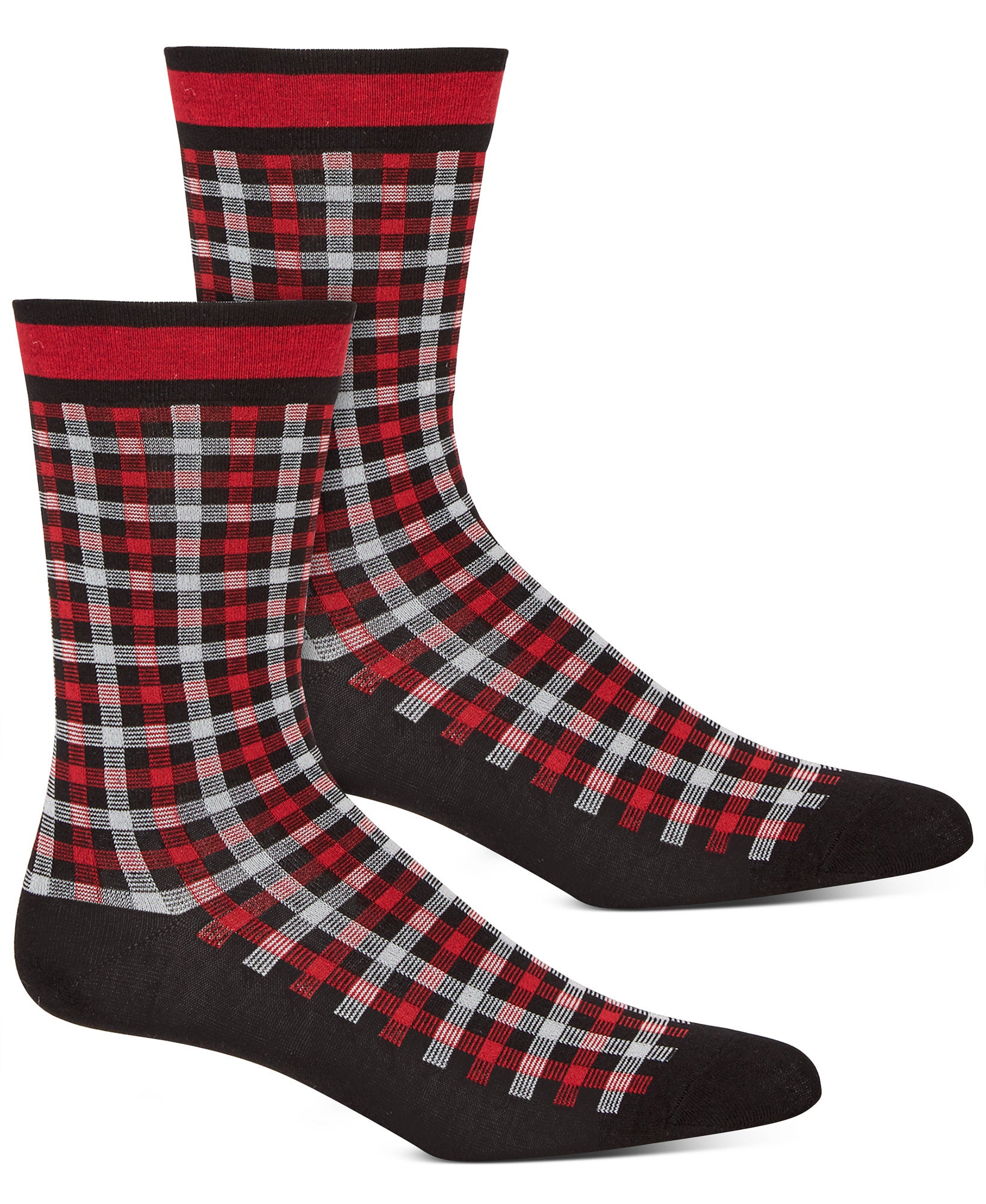 Hue Women Plaid Check Socks Black