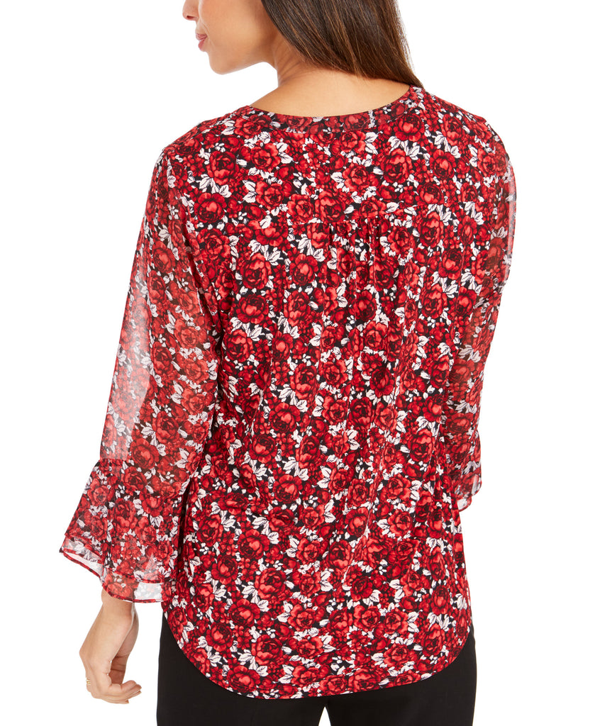 Charter Club Women Floral Pintuck Top