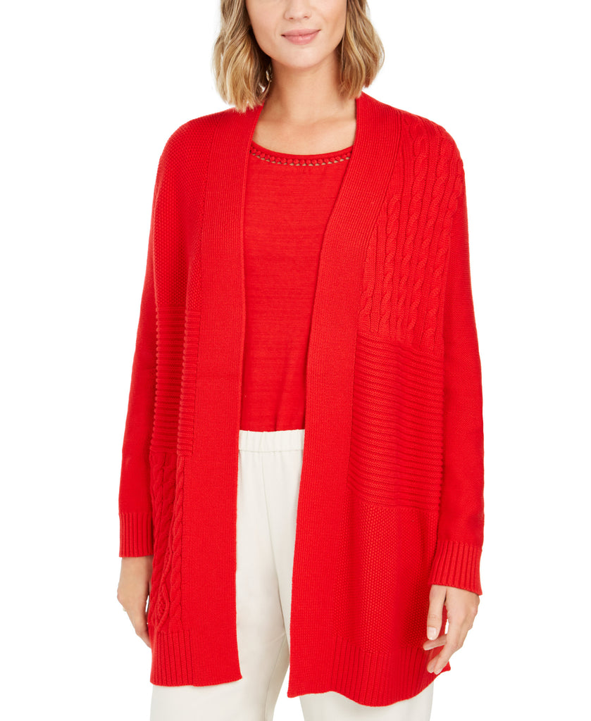 Charter Club Women Patchwork Cardigan Ravishing Red