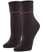 Hue Women 3 Pack Scalloped Turncuff Crew Socks Black Multi Pack