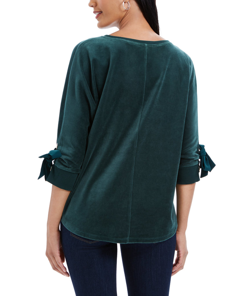 Charter Club Women Velvet Tie Sleeve Top