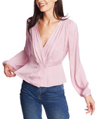 1.STATE Women Surplice Peplum Top Antique Rose