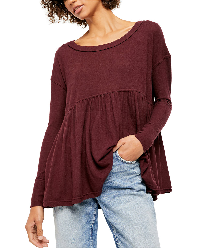 Free People Women Forever Your Girl Drape Tee Garnet Empress