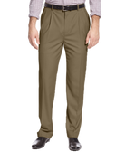 Louis Raphael Men Classic Fit Hidden Extention Pleated Dress Pants Wheat