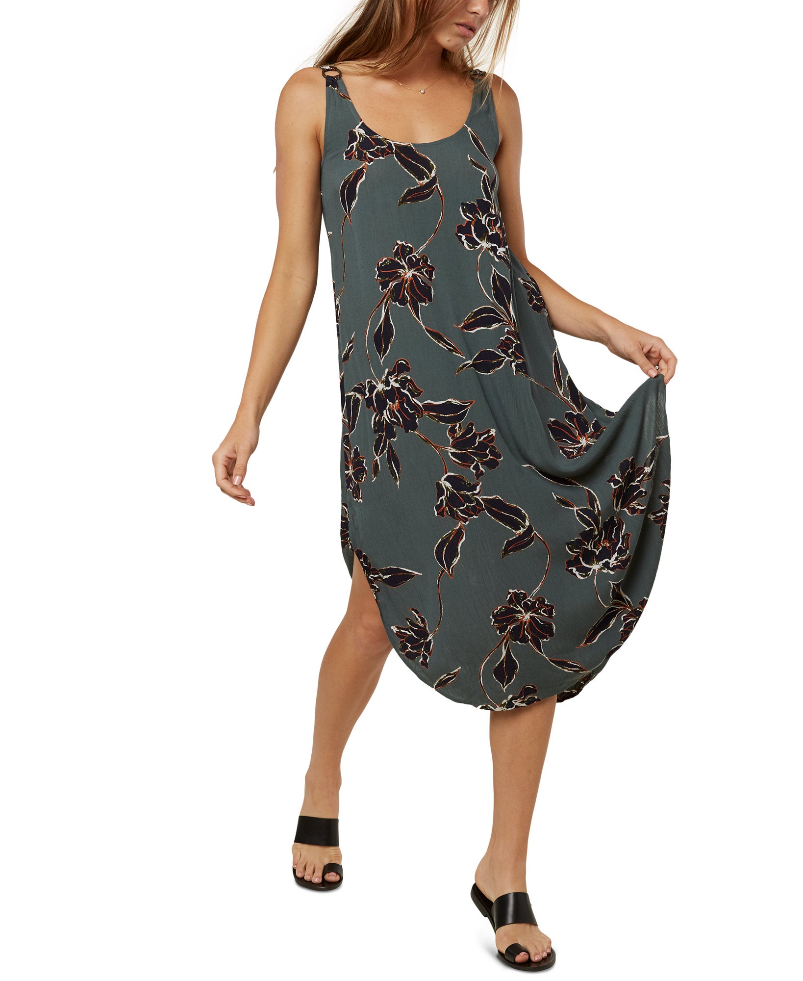 ONeill Women Nikko Floral Print Tank Dress Evergreen