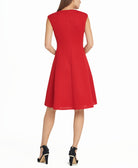 DKNY Women Notch Neck Fit & Flare Mesh Dress