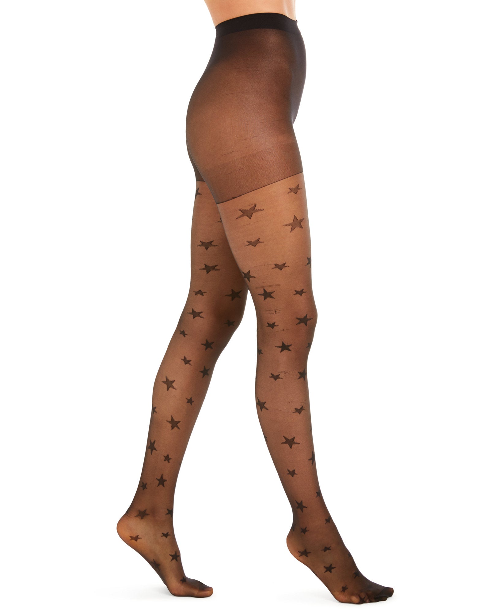 INC International Concepts Women Sheer Star Tights Black Stars