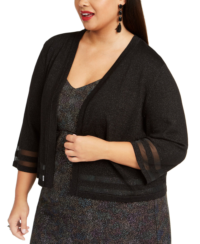 Jessica-Howard-Women-Plus-Illusion-Trim-Shrug-Black