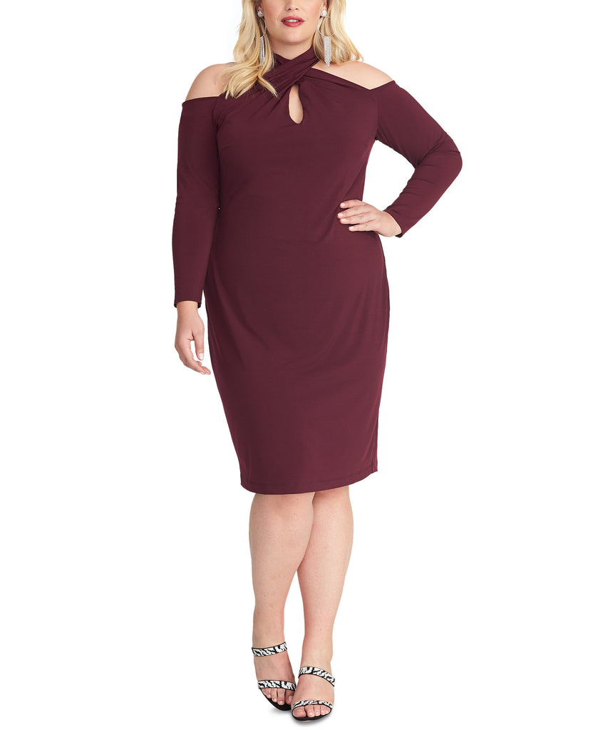 RACHEL Rachel Roy Women Plus Trendy Simone Cold Shoulder Dress Royal Plum