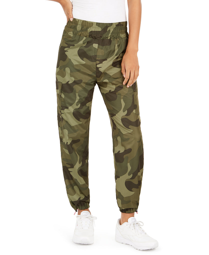 Almost Famous Women Camo Print Jogger Pants Green Camo