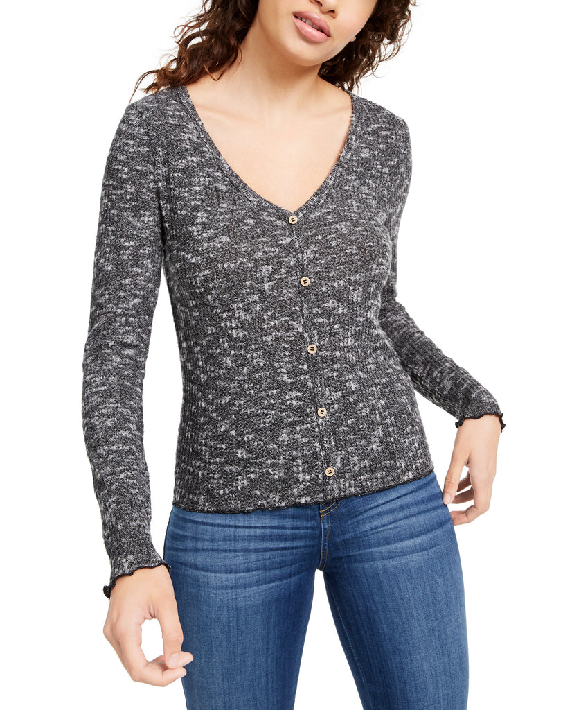 Crave Fame Women Cozy Rib Knit Top Black