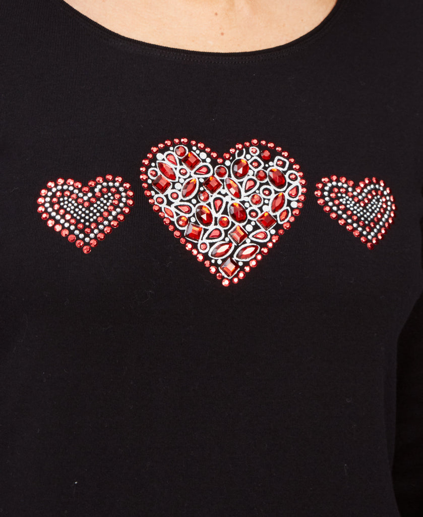 Karen Scott Women Cotton Rhinestone Heart Top