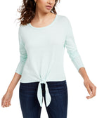 Crave Fame Women Cozy Tie Front Top Mint