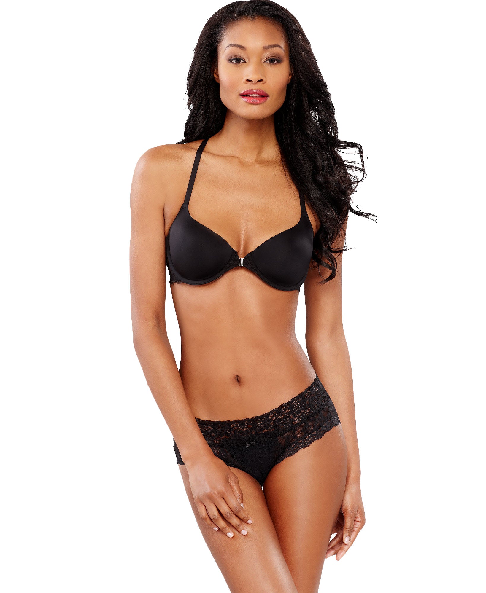 DKNY Women Signature Lace Racerback Underwire Demi Bra 458209 Black