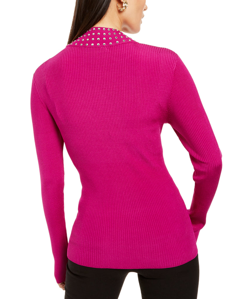 INC International Concepts Women Embellished Ribbed Knit Turtleneck