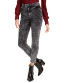 Vanilla Star Women Acid Wash Corduroy Skinny Pants Acid Black