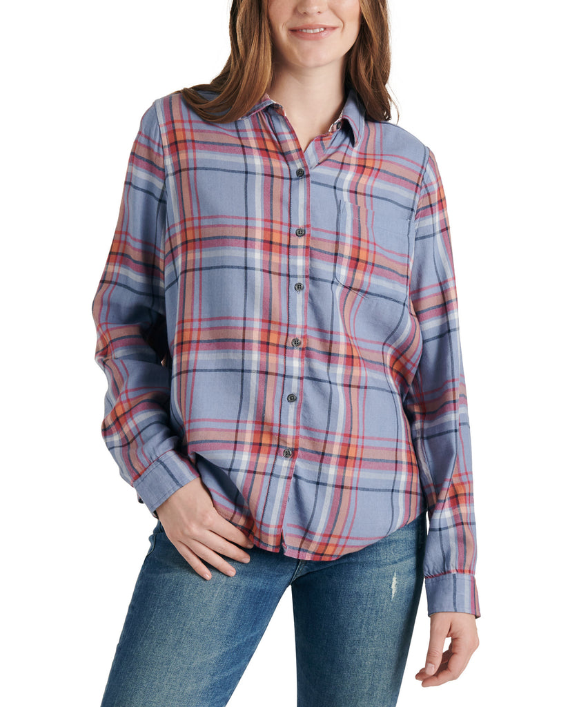 Lucky Brand Women Plaid Shirt Blue Multi