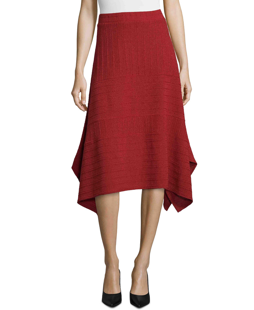 John Paul Richard Women Handkerchief Hem Textured Skirt Autumn Red