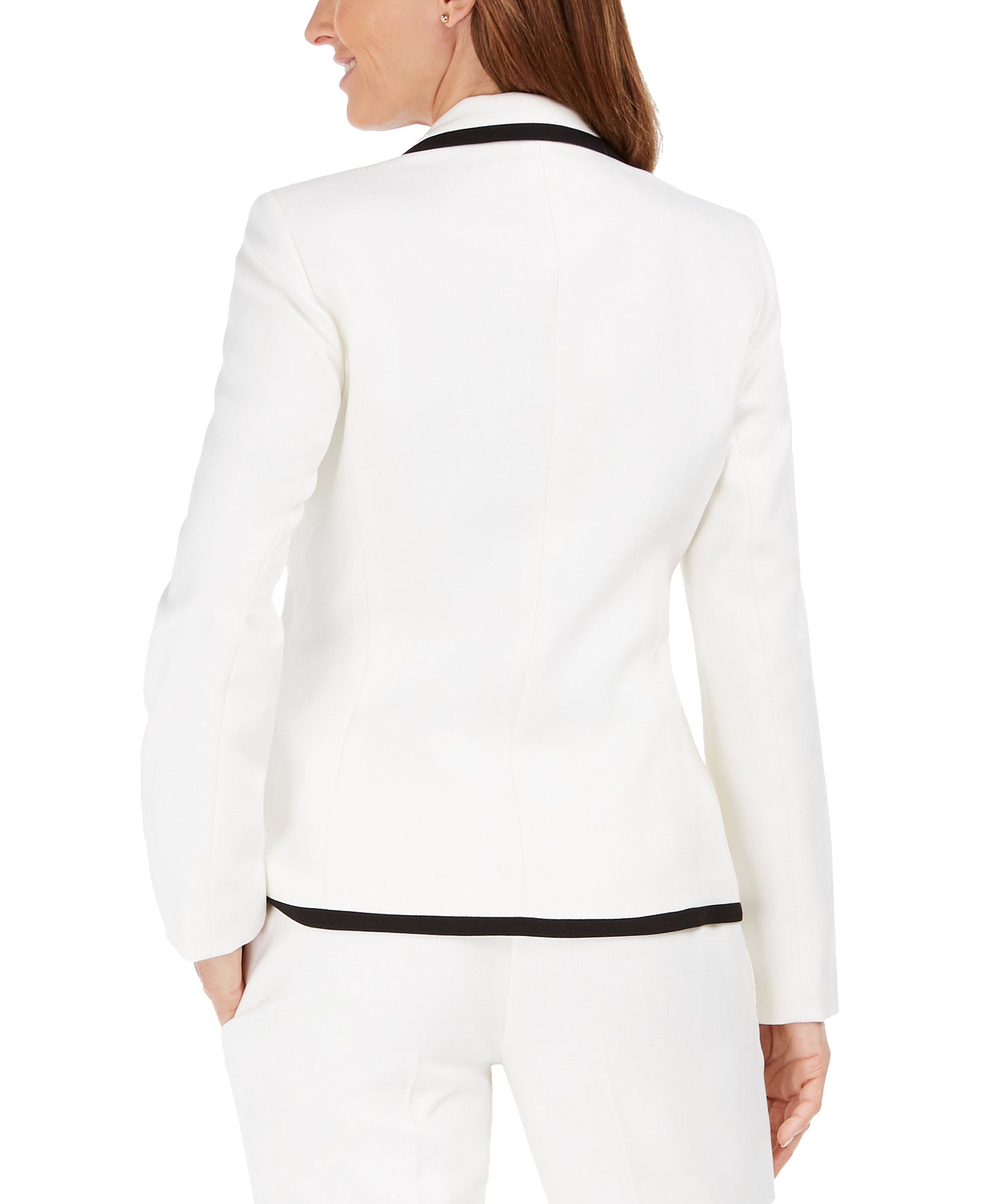 Kasper Women Petite Contrast Piped Blazer