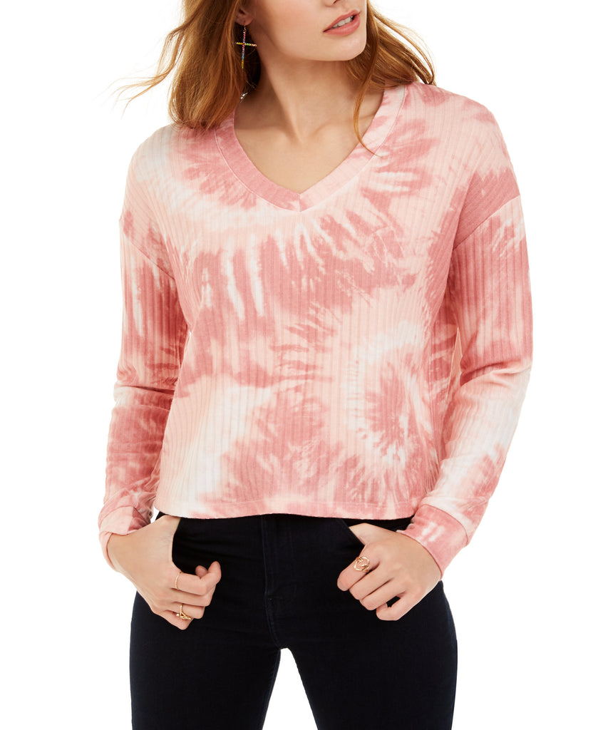 Crave Fame Women Cozy Ribbed Tie Dyed Top Mauve
