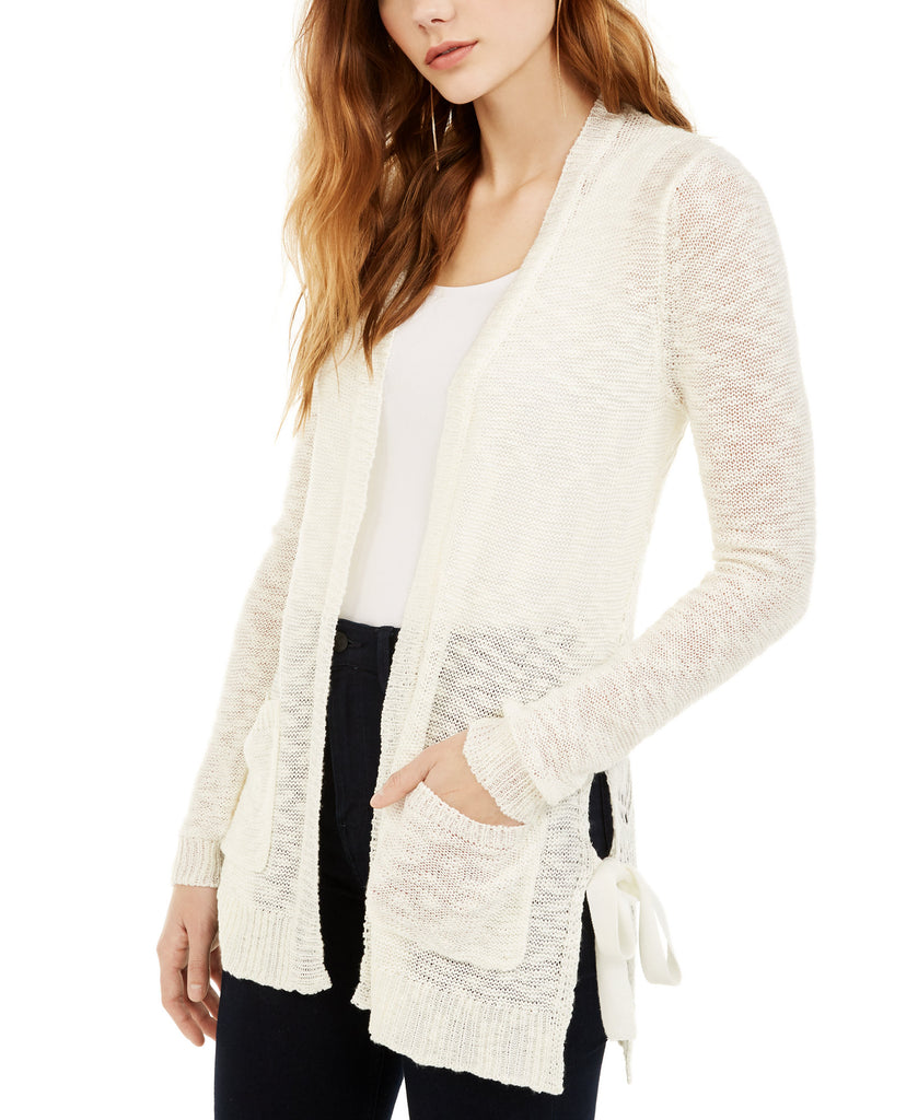 Hooked Up by IOT Women Side Tie Cardigan Spiritual Vanilla