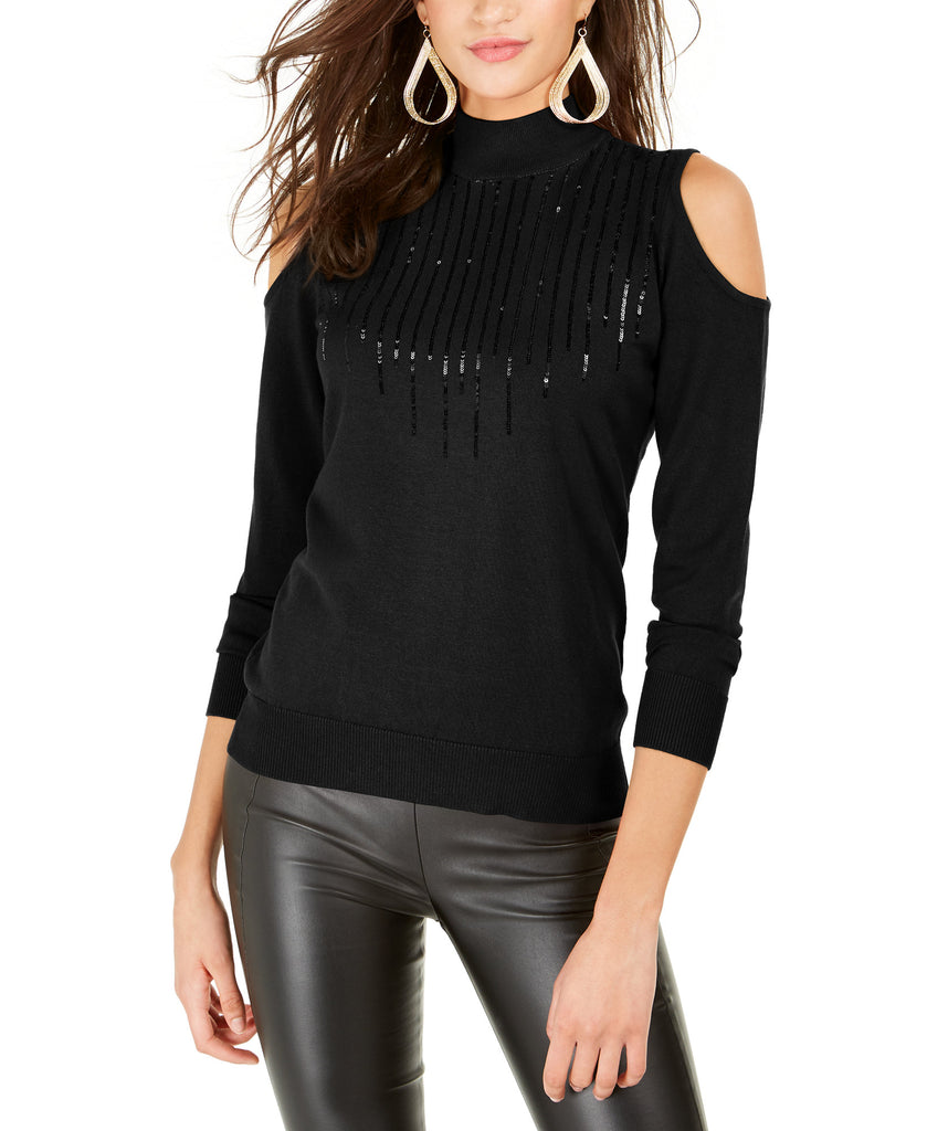 Thalia Sodi Women Cold Shoulder Sweater Black