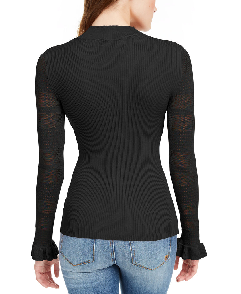 Crave Fame Women Pointelle Mock Neck Sweater