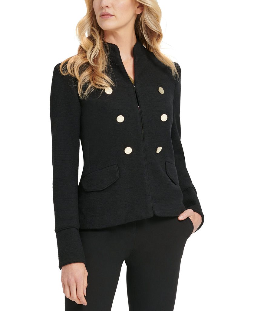 DKNY Women Stand Collar Double Breasted Military Jacket