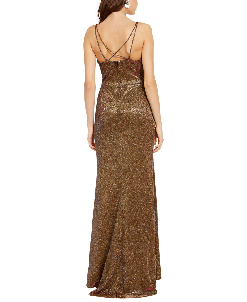 Blondie Nites Women Metallic Strappy Back Gown