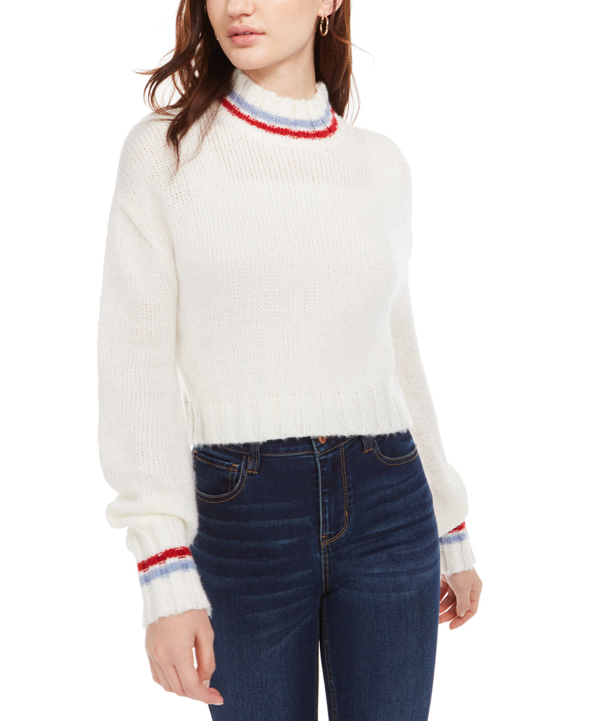 Planet Gold Juniors Turtleneck Cropped Sweater White