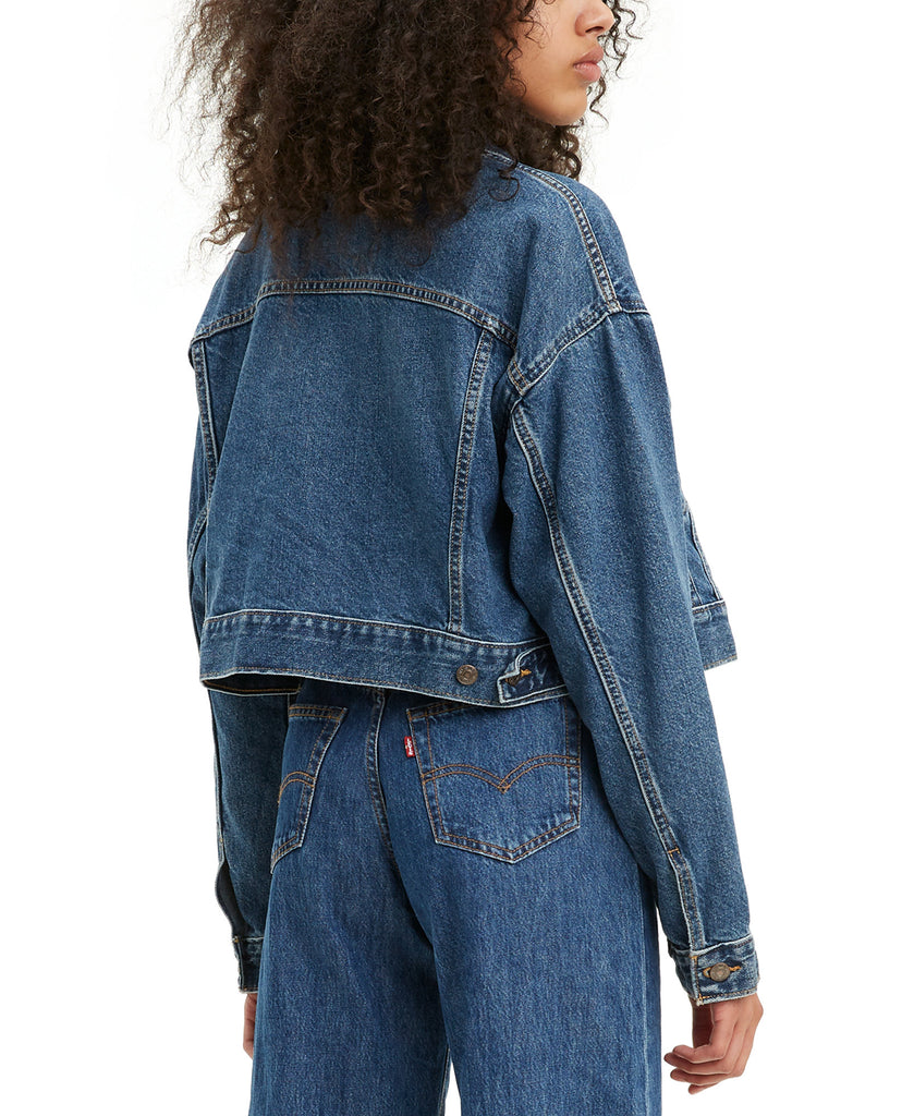 Levis Women Cotton Denim Cropped Trucker Jacket