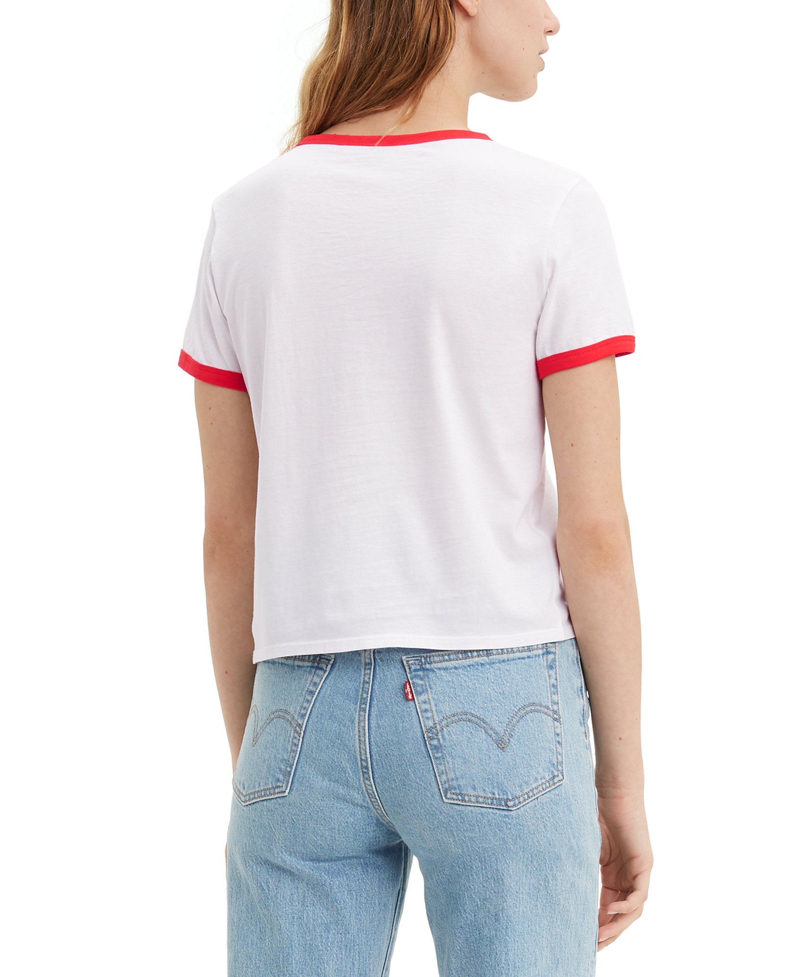 Levis Women Cotton Graphic Ringer T Shirt