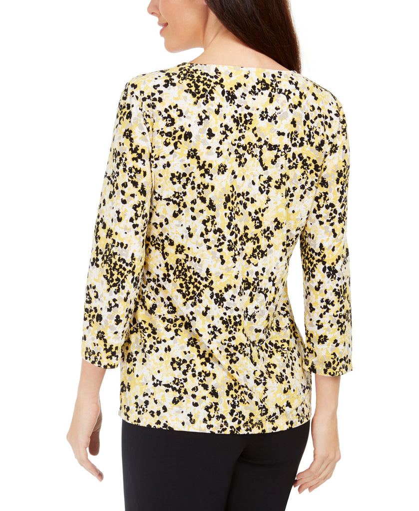 JM Collection Women Printed Gel Dot 3 4 Sleeve Top